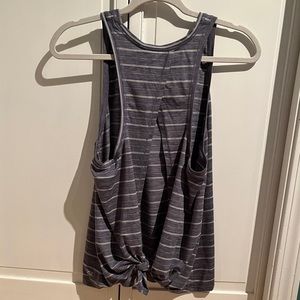 Gap Breathe Tank Top - Open Back Panel Shirt - Purple Lavender White Striped - M